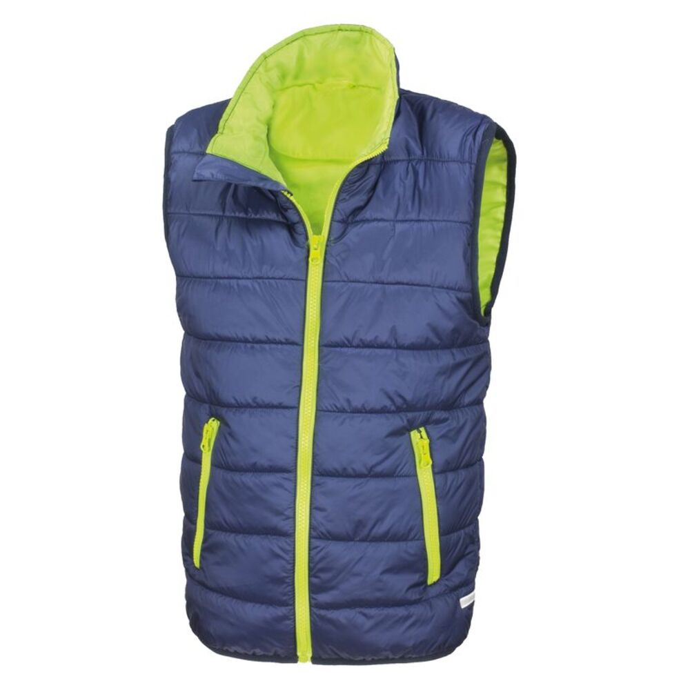 Result Core Childrens/Kids Sleeveless Zip Up Bodywarmer / Navy/Lime